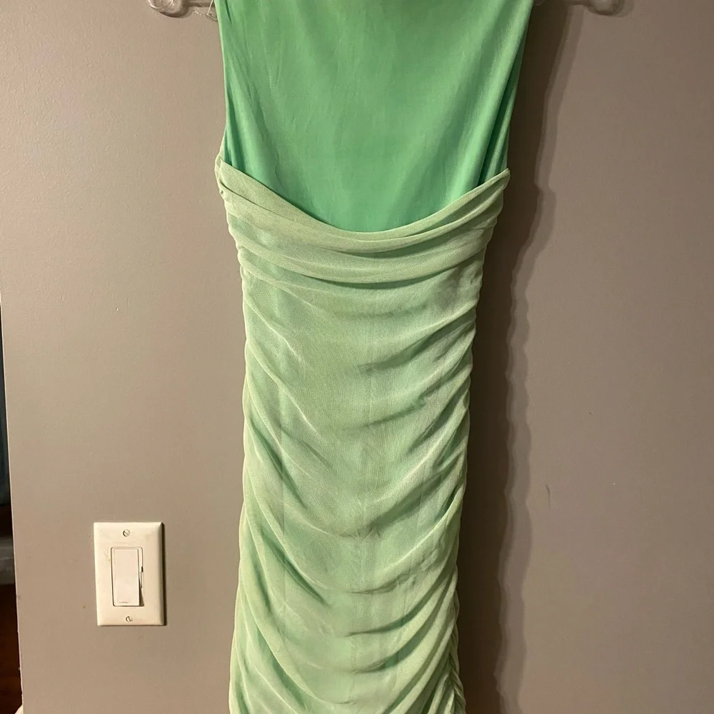 NWT Zara dress us med Green Party/cocktail mesh overlay NWT made in Romania - Picture 10 of 15